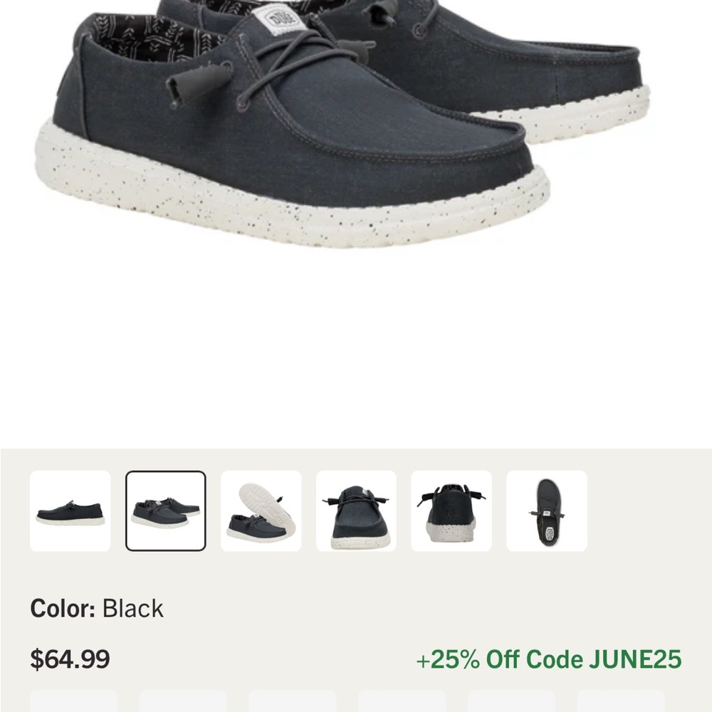 Hey Dude Black and White Loafers with Contrast Stitching